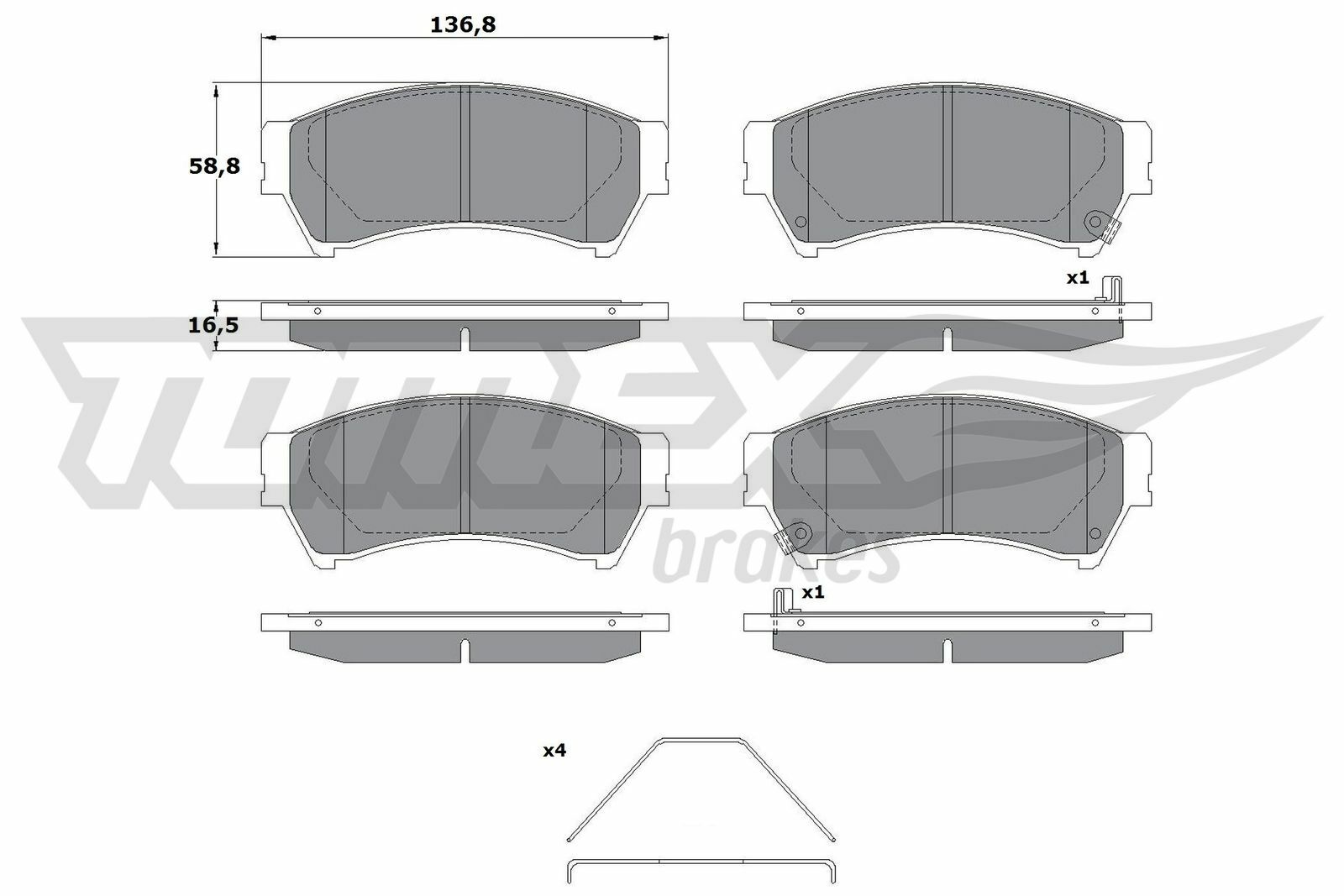 Sada brzdových platničiek kotúčovej brzdy TOMEX Brakes